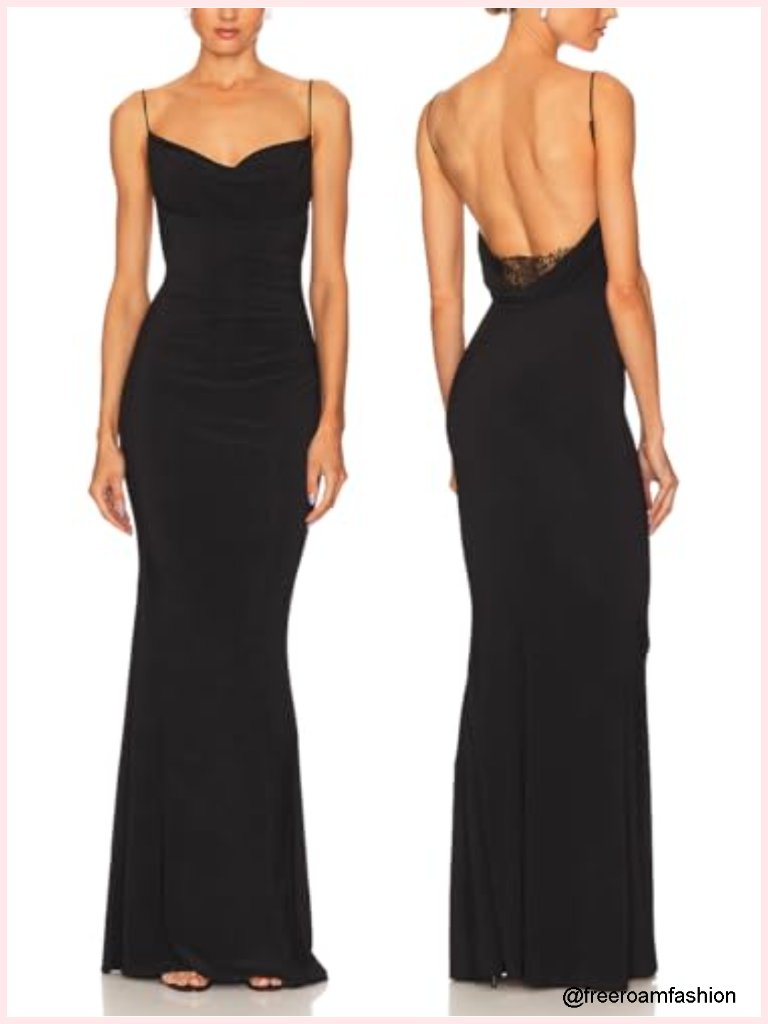 Drape Neck Backless Mermaid Formal Maxi Dress With Spaghetti Straps